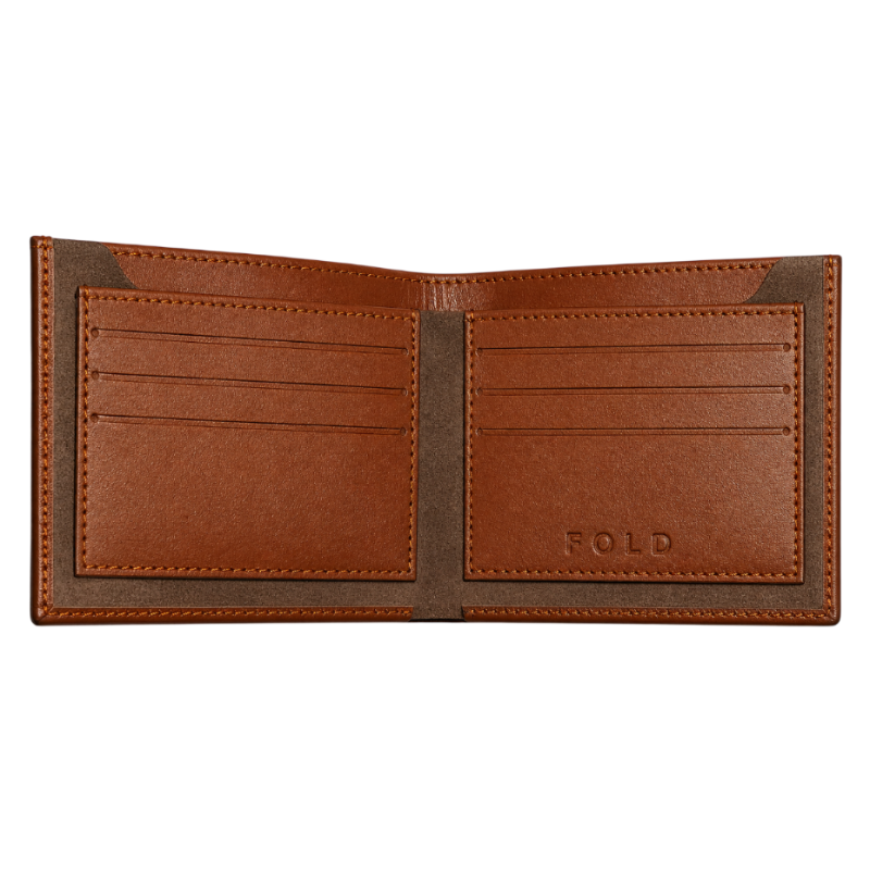 Fold slim tan leather wallet modern everyday carry