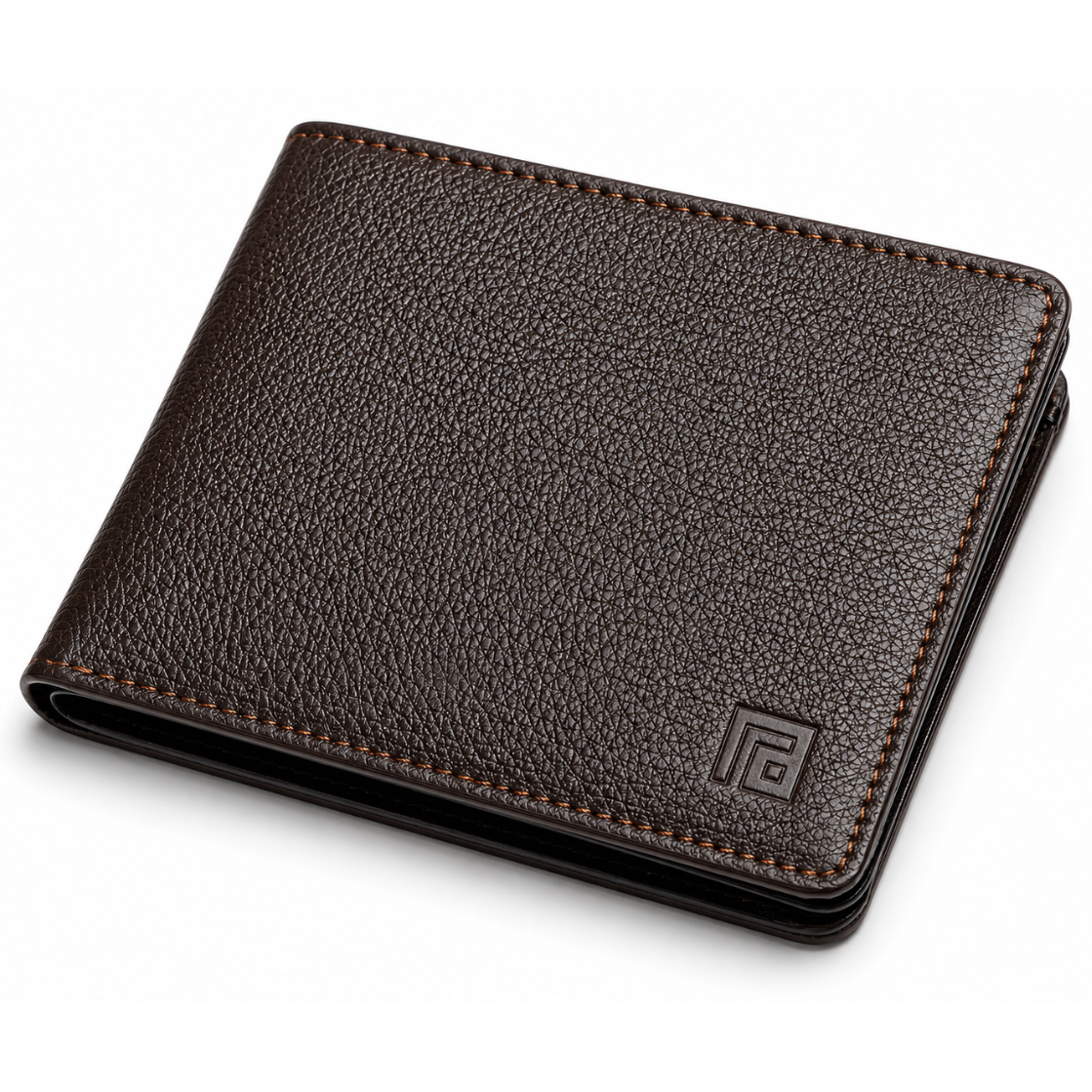 Fold handcrafted brown leather wallet detail