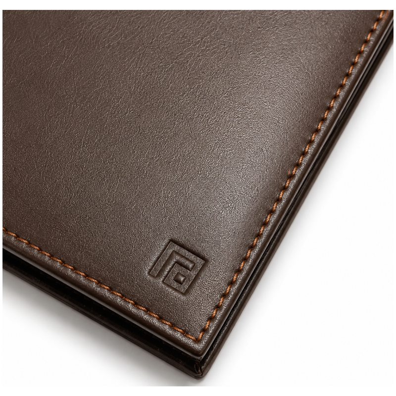 Fold Monarch brown leather wallet interior card compartment