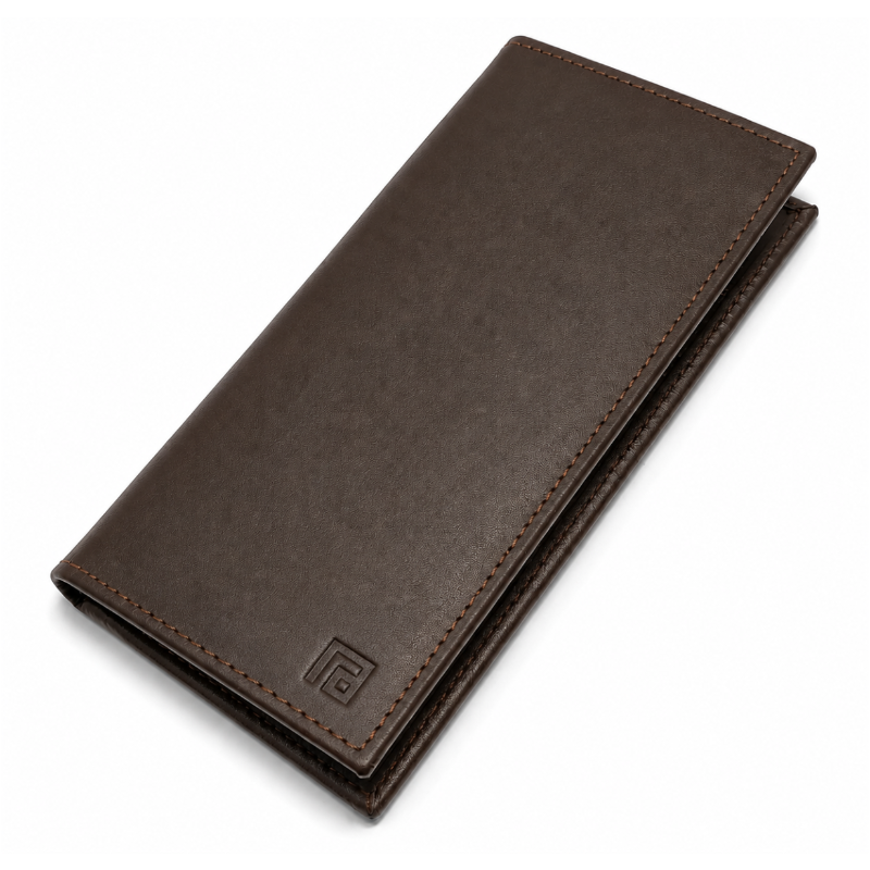 Fold brown leather wallet open card storage detail