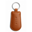 Brown leather keychain with 'FOLD' branding on a white background
