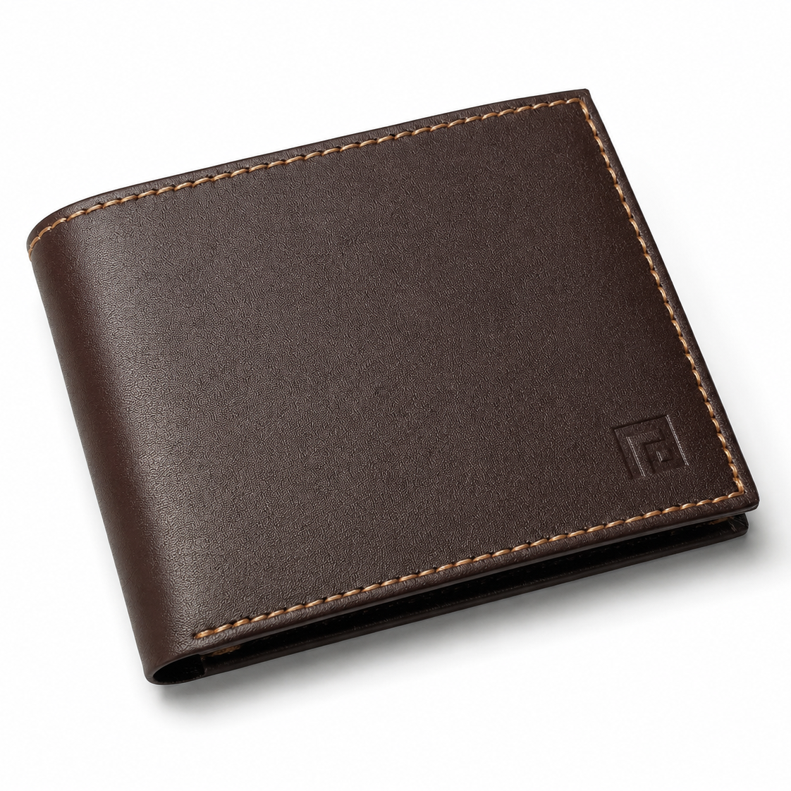 Fold minimalist brown black leather wallet close-up