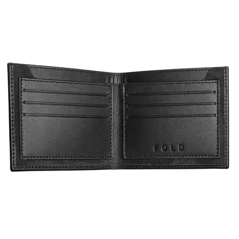 Fold minimalist black leather wallet craftsmanship detail