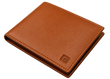 Fold tan leather wallet open interior organization