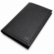 Fold handcrafted black leather wallet detail