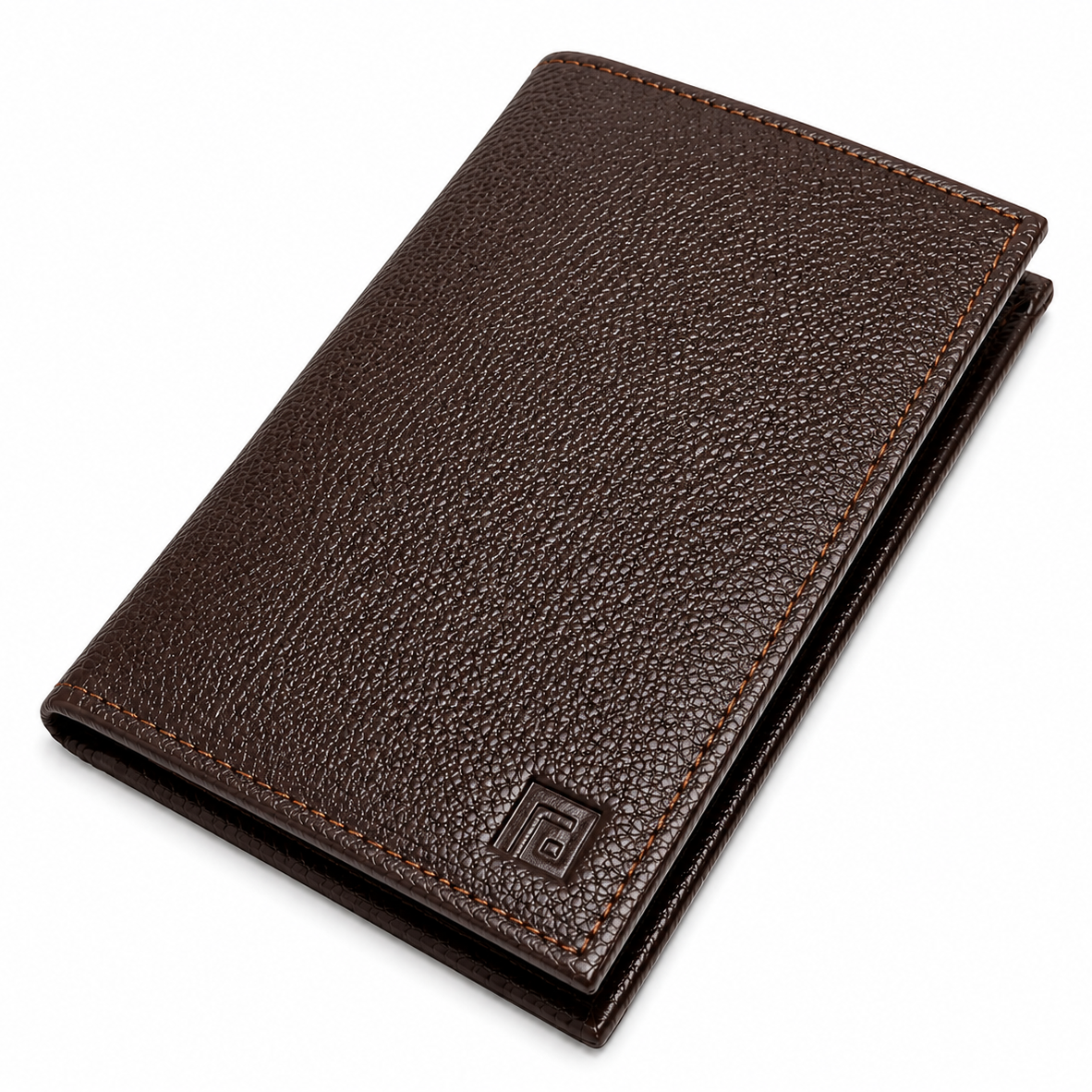 Fold premium brown leather wallet front profile