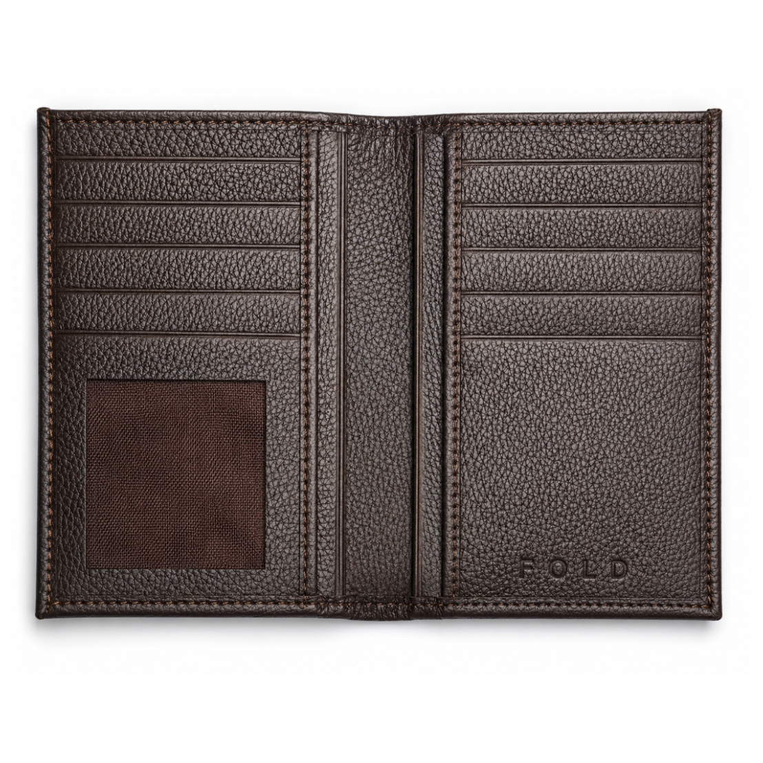 Fold brown leather wallet interior card slots