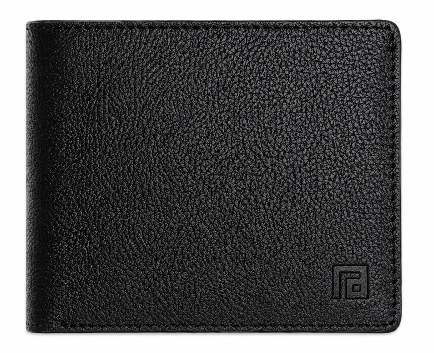 Fold premium black leather wallet close-up detail