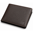 Fold handcrafted brown leather wallet detail