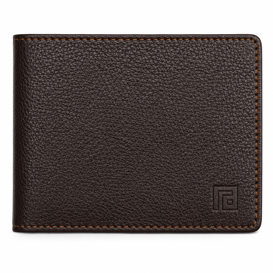 Fold minimalist brown leather wallet angled profile