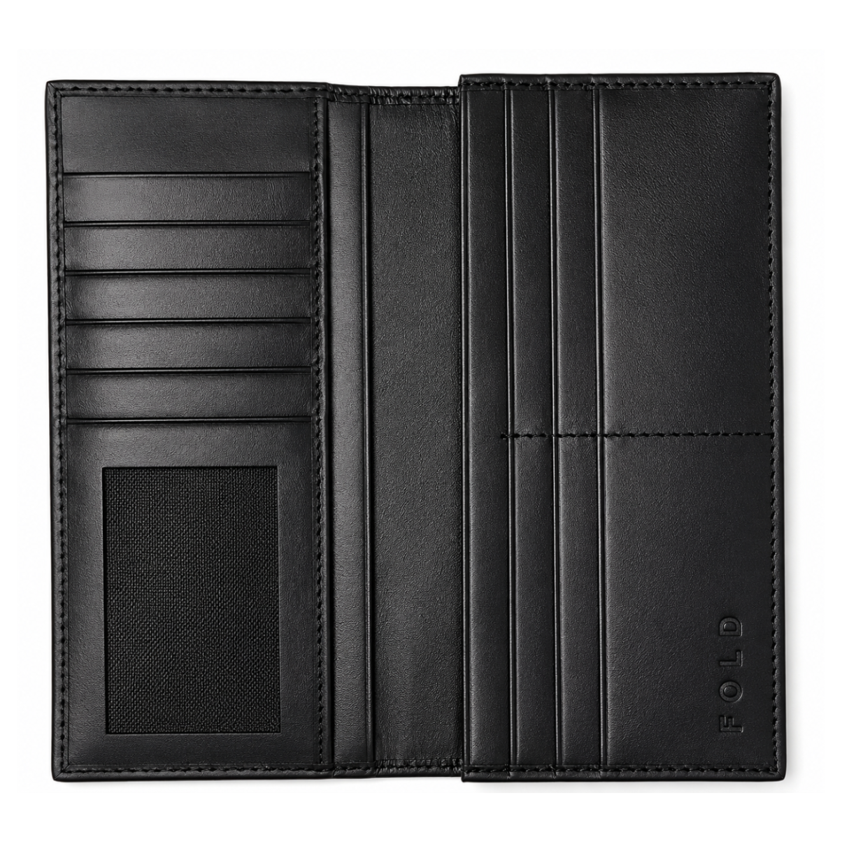 Fold Monarch black leather wallet interior card slots