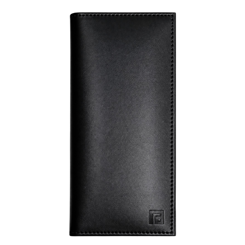 Fold Monarch minimalist black leather wallet angled detail