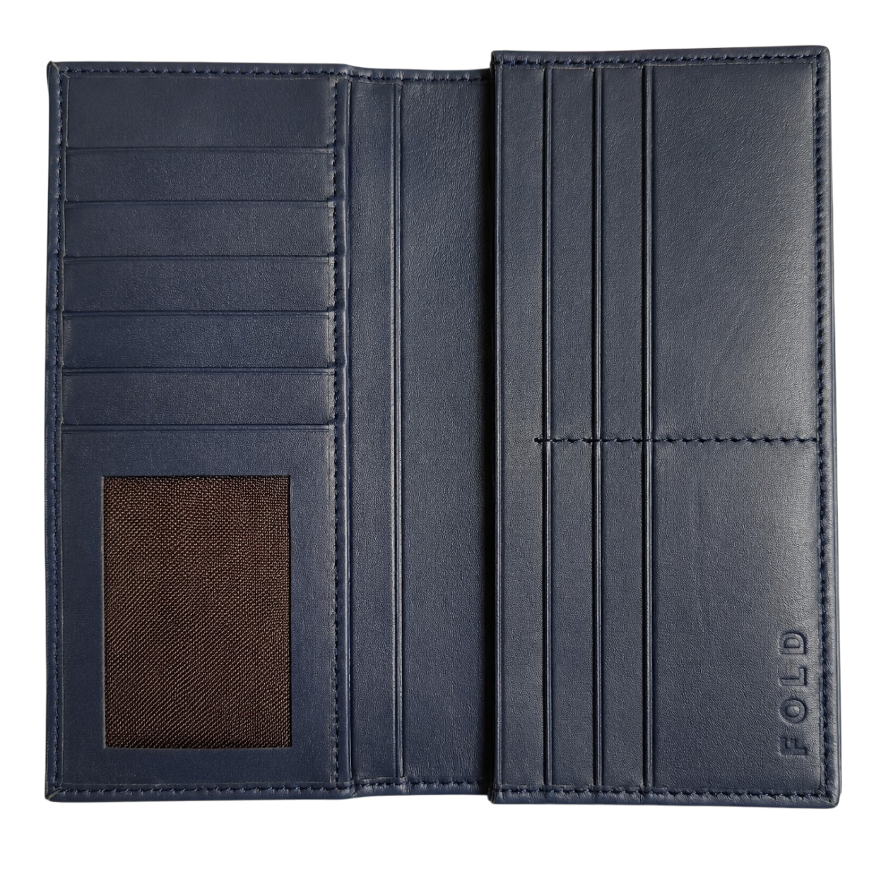 Fold monarch minimalist blue wallet close-up