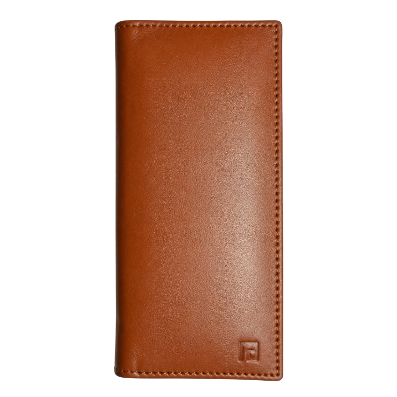 Fold Monarch handcrafted tan leather wallet close-up