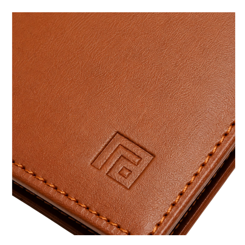 Fold monarch tan leather wallet open interior with card slots