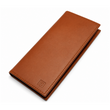 Fold handcrafted tan leather wallet angled detail