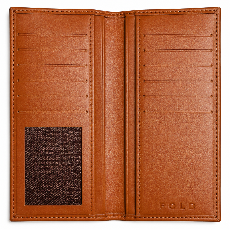 Fold slim tan leather wallet premium craftsmanship
