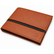 Fold minimalist tan and black wallet angled profile